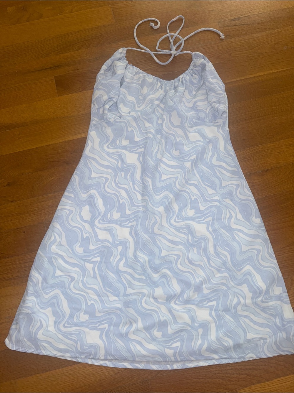Abercrombie & Fitch Light Blue and White Halter Mini Dress